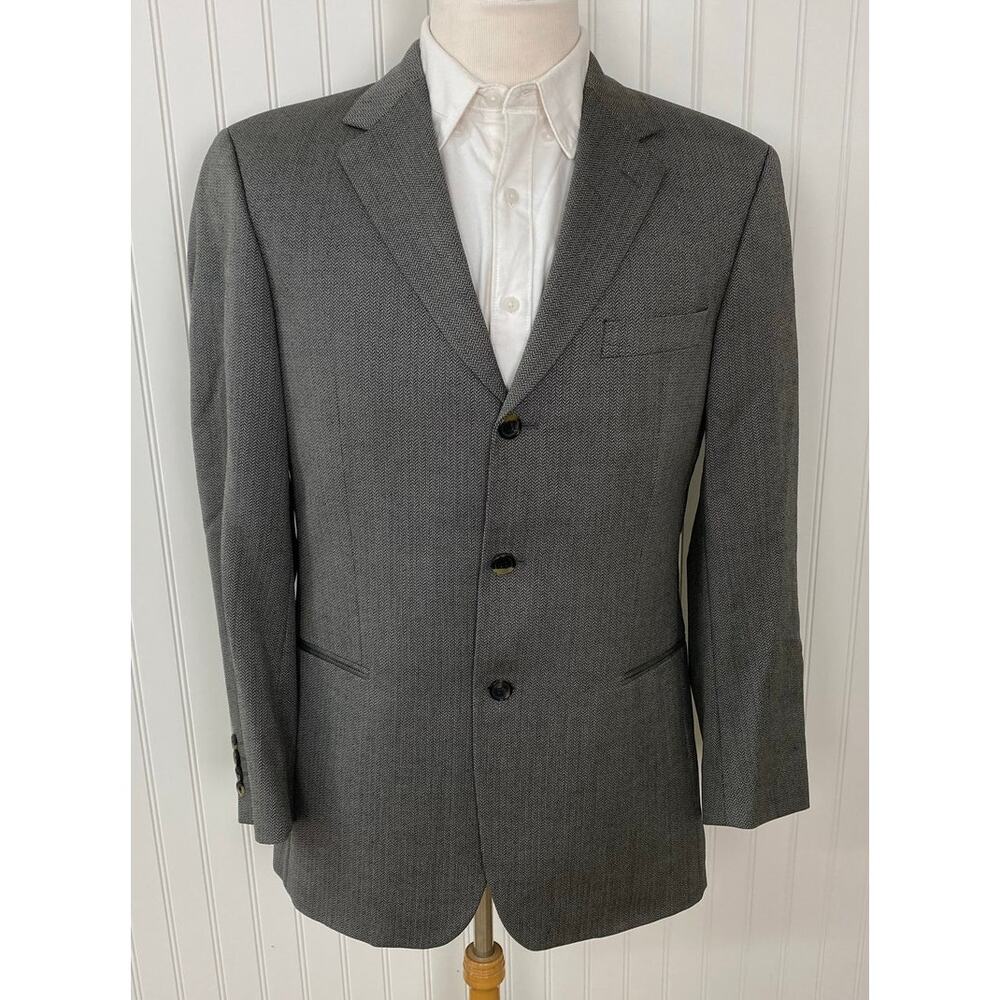VTG 90s HUGO BOSS Einstein USA Union Made herringbone wool 3-button blazer 40R